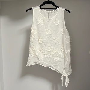 Madewell M Tank top with floral needlework and side knot-tie